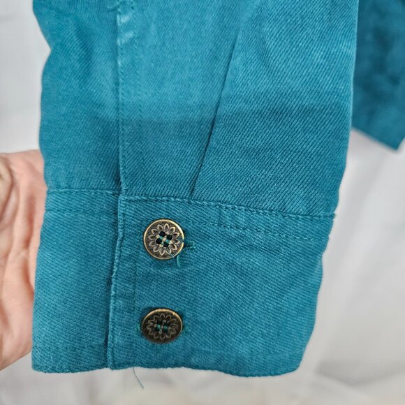 Alfred Dunner Blouse Shacket Green Embroidered Casual Boho Cottage 18W - Picture 3 of 9